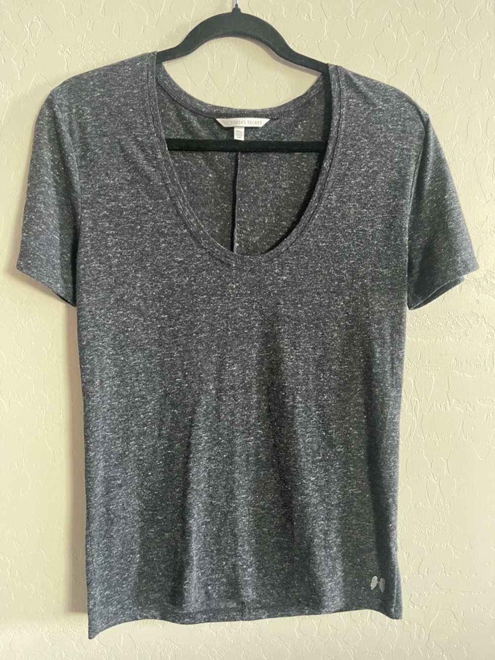 Victoria's Secret Charcoal Heather Short Sleeve V-Neck Tee Pajama Top